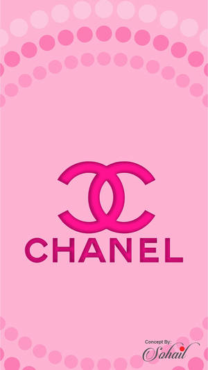 粉紅色背景，帶有 Chanel 標誌和點狀邊框設計。