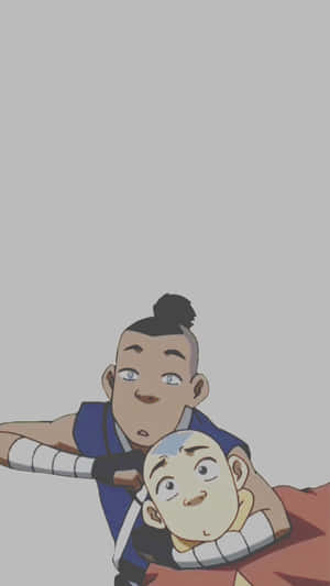兩個動漫男孩穿著武術裝備嬉戲地扭打。