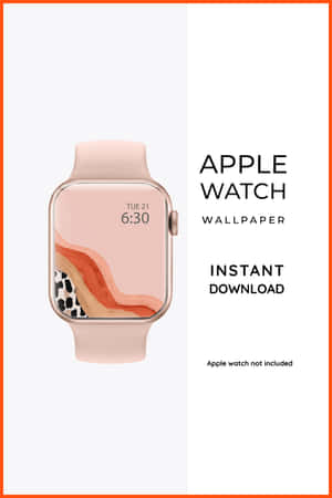 帶有桃色漸變和豹紋圖案牆紙設計的Apple Watch。