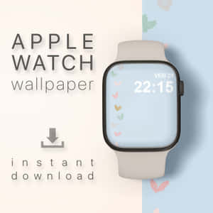 Apple Watch配有心形牆紙，在分為兩部分的背景上顯示22:15。