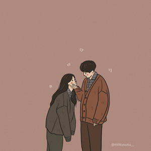 一對情侶在溫柔浪漫時刻中，心形飄浮。 — 可愛情侶 GIF 壁紙