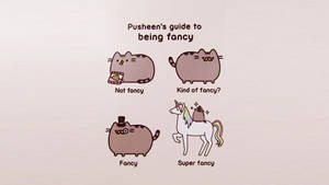 Pusheen 貓展示了從薄餅到騎獨角獸的四個花俏級別。