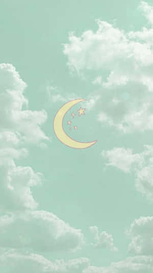 有雲同新月同星星嘅粉彩天空。 — 星星 壁紙