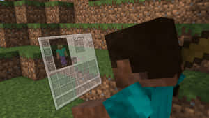 Minecraft玩家在草地地形上打開合成選單