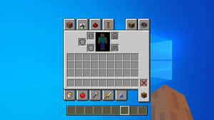 Minecraft 物品欄畫面，顯示物品及 Windows 10 背景。