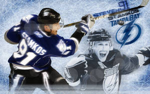 冰球運動員 Steven Stamkos 身穿坦帕灣閃電隊球衣慶祝。 — 閃電 GIF 壁紙