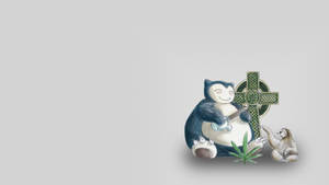 卡通樹懶和貓狀生物，帶有十字架和大麻葉。