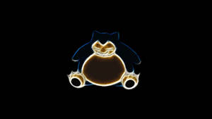 發光嘅霓虹 Snorlax 寵物小精靈剪影，喺黑色背景上帶有溫暖嘅內部光。
