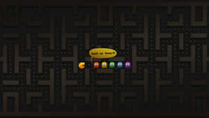 Pac-Man 同四個鬼喺萬聖節主題迷宮入面，有個 trick or treat 對話框。