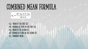 用於組合平均值的數學公式，帶有網格紙背景上的條形圖和折線圖。