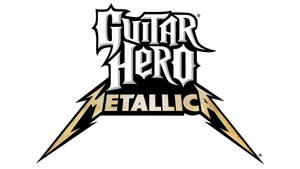 Guitar Hero Metallica 電子遊戲標誌，帶有黑色和金色閃電。