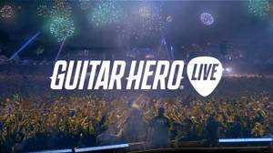 Guitar Hero Live音樂會的人群，伴隨著煙花和舞台燈光。