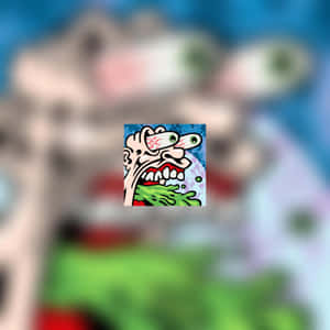 卡通面孔尖叫，綠色黏液從口中流出。