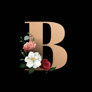 字母B在黑色背景上以花朵裝飾 — 唯美花朵動圖 壁紙