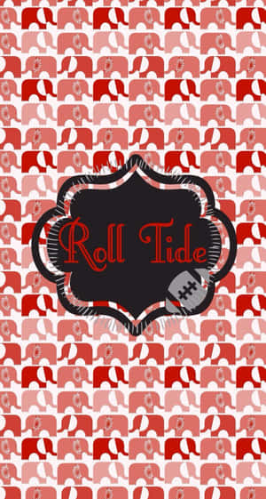 紅白大象圖案，帶有「Roll Tide」和足球徽章。