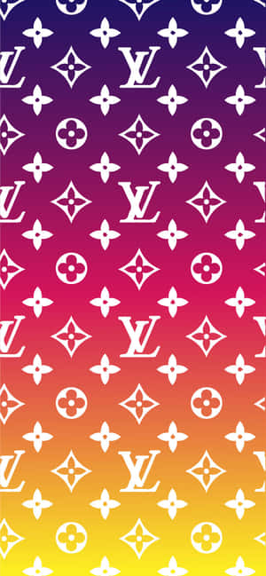 充滿活力的漸變牆紙，重複Louis Vuitton字母組合圖案。