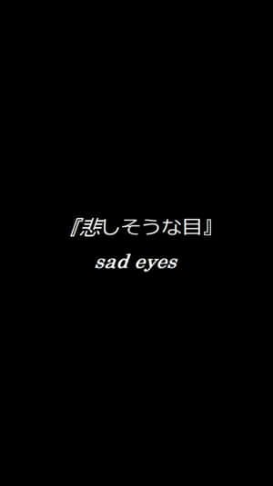 黑色背景上帶有白色日文和英文文字 sad eyes