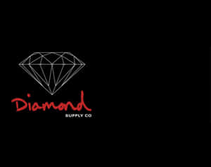 Diamond Supply Co 標誌，白色鑽石輪廓，黑色背景上紅色字體。