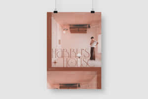 Harry Styles 專輯《Harry's House》的海報，展示一個人在粉紅色簡約房間中。
