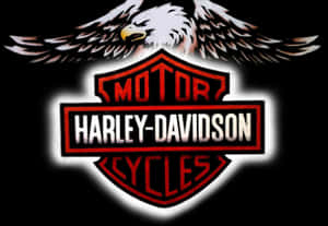 Harley-Davidson標誌，帶有在黑色背景上發光的老鷹徽章