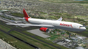 Avianca 飛機飛越機場和城市 — 飛機 壁紙