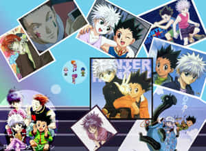《Hunter x Hunter》動漫角色以各種姿勢和表情的拼貼畫。