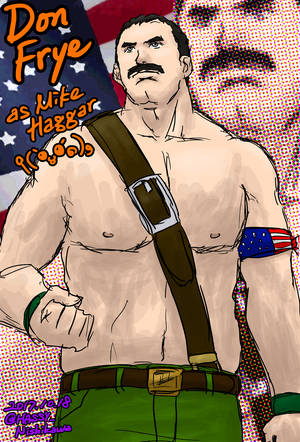 摔角手 Don Frye 飾演 Hulk Hogan 的插圖，帶有美國國旗臂章。 — 藝術 壁紙