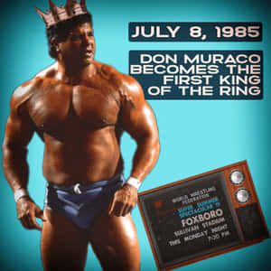 摔角手 Don Muraco 在 1985 年摔角宣傳中被加冕為 King of the Ring。 — 復古 壁紙