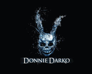 藍色水花形成兔頭骨形狀，帶有電影名稱 Donnie Darko。