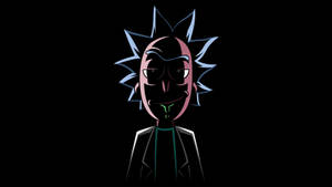 動畫角色 Rick，尖刺藍色頭髮，冷笑，身穿黑色外套。