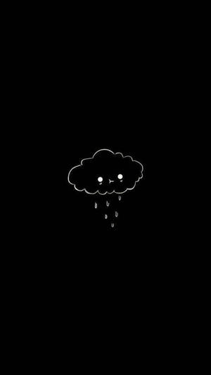 一個可愛微笑的雲正在下雨的黑色背景。