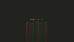 在黑暗背景上，多彩向上的箭頭在「STAY POSITIVE」文字下方升起。
