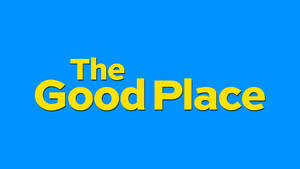 藍色背景上寫著 The Good Place 的黃色文字 — Netflix GIF 壁紙