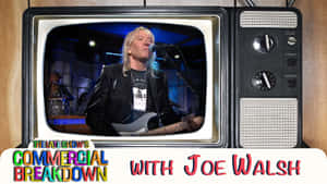 復古電視顯示音樂家Joe Walsh在舞台上現場表演。