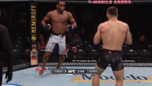 UFC比賽期間，兩名男性MMA拳手在鐵籠中。 — 運動 壁紙