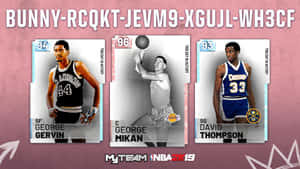 來自 MyTeam NBA 2K19 遊戲的三張復古NBA球員卡。