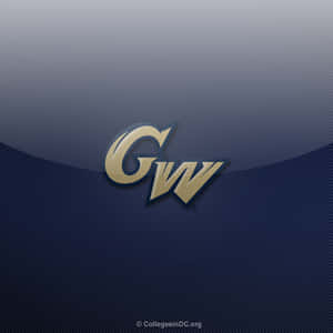 金色GW標誌在深藍色碳纖維背景上，帶有漸變燈光效果。 — 學校 壁紙