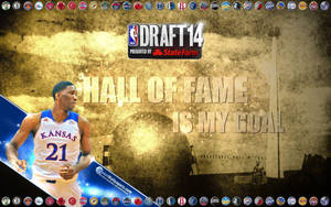 穿著堪薩斯球衣的籃球運動員，帶有「Hall of Fame Is My Goal」文字和NBA Draft 14品牌標誌。