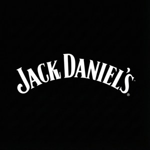 白色 Jack Daniels 標誌在黑色背景上。