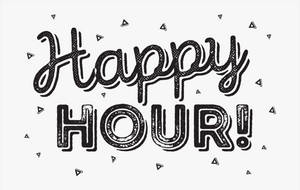 Happy Hour 文字設計，帶有俏皮的三角形和紋理字體。