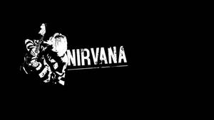 Nirvana樂隊標誌，帶有黑白結他手剪影。