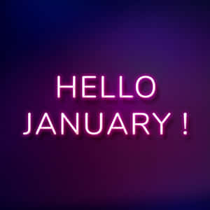 粉紅色燈光寫住 hello january 嘅霓虹燈牌。 — 冬日美學 壁紙