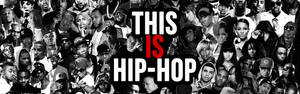 嘻哈藝術家的拼貼畫，粗體文字寫著「THIS IS HIP-HOP」