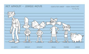 Hey Arnold! 主要角色以卡通排列方式搭配身高圖背景。 — 卡通網絡角色 壁紙