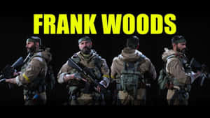 來自電子遊戲的角色Frank Woods以四個戰術姿勢展示，手持武器。 — 使命召喚：現代戰爭 壁紙