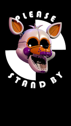 帶有「PLEASE STAND BY」文字的可怕電子狐狸頭。