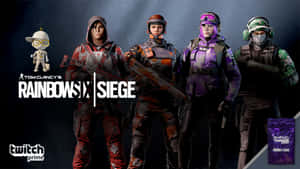 四名Rainbow Six Siege操作員身穿戰術裝備，手持武器，站在黑暗煙霧背景前。 — 虹彩六號：圍攻行動 壁紙