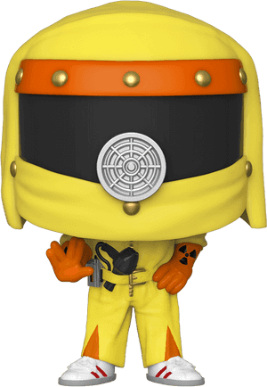 黃色防護衣Funko Pop公仔，帶有輻射標誌和白色運動鞋。 — 歡迎回來 壁紙