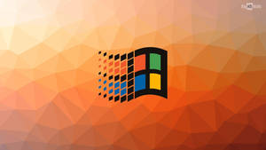Windows 標誌在漸變多邊形背景上呈現像素化運動。
