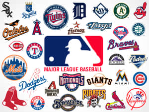 圍繞官方MLB標誌的MLB球隊標誌集合。 — 棒球 壁紙